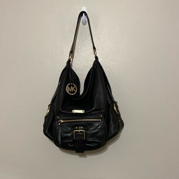 Michael Kors black leather hobo style bag. - Picture 1 of 5